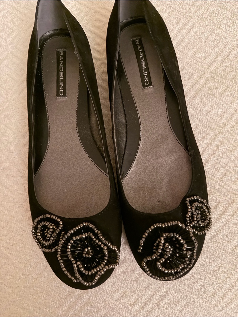 Bandolino Black Beaded Floral Flats